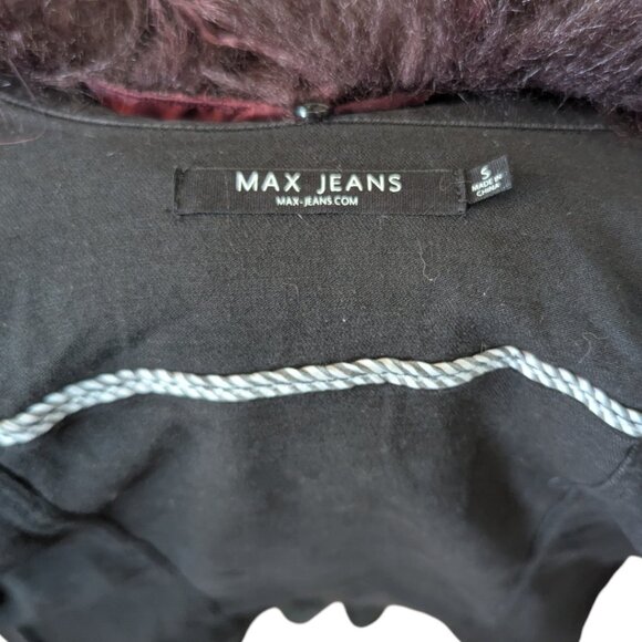 Max Jeans Black Denim Jacket with Removable Fur Collar - Picture 7 of 12